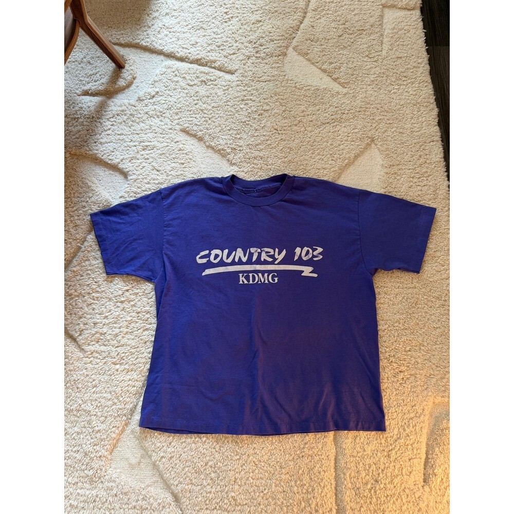 Vintage 90s Country 103 KDMG Radio Station T-Shirt Single Stitch Purple